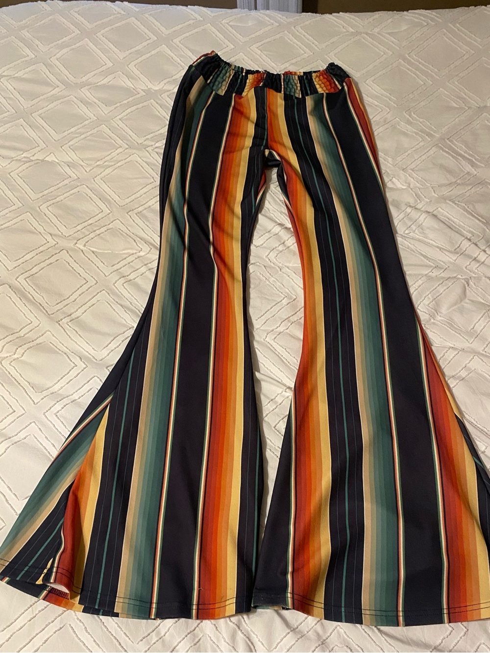 Turquoise Haven Striped Multi-Color High-Waist Flared Pants